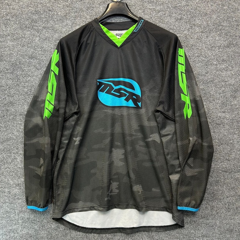 MSR Renegade Motocross Jersey Men Black Camo Blue Green Long Sleeve MX ATV - 2XL